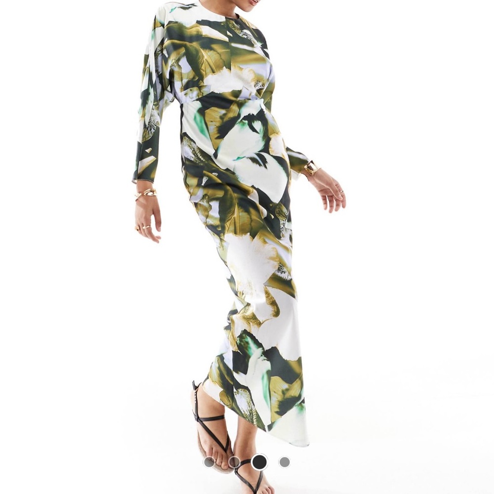 ASOS Abstract Long Sleeve Floral Maxi Dress